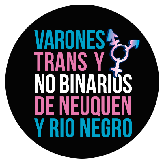 Fondo negro con texto que enuncia Organización de Masculinidades trans y familias de Neuquén y Río Negro, Patagonia Argentina.